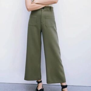 Zara Sailor For Olive Green Wide Leg Culotte High Waisted Pants